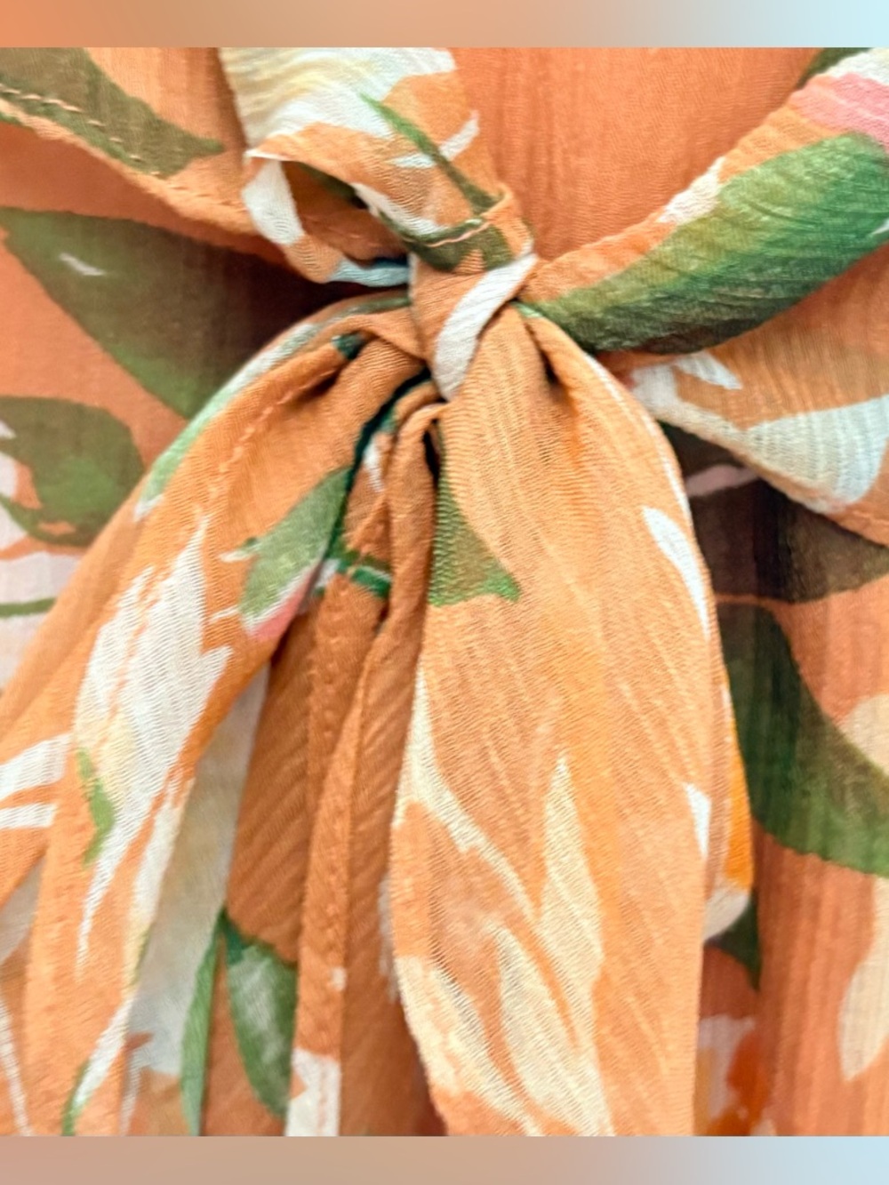 Sundance, Floral Ruffle Wrap Dress in Rust Orange, 4P - Picture 5 of 8